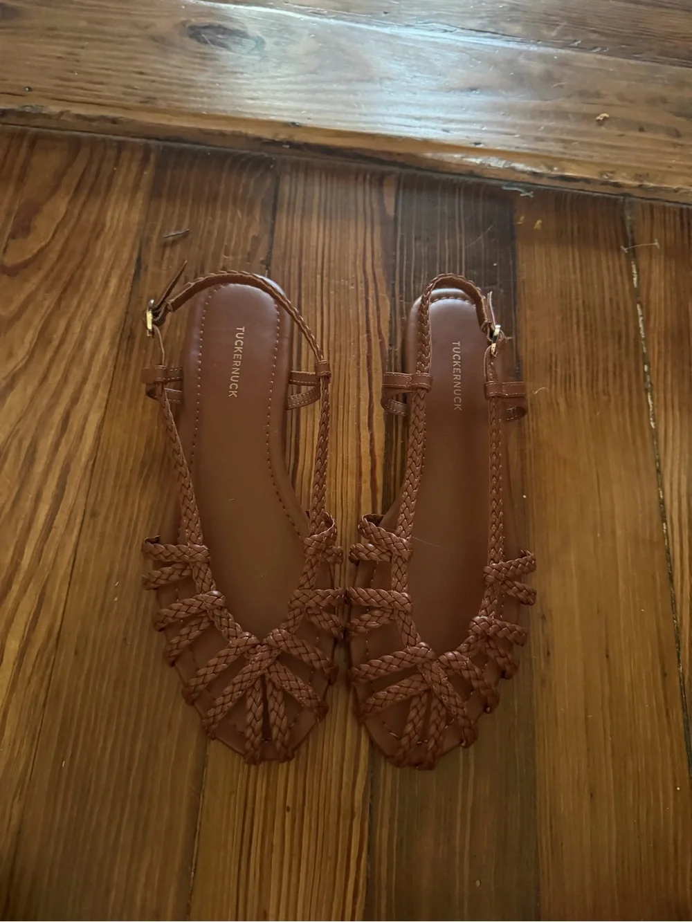 Tuckernuck Brown Braided Leather Slingback Sandals